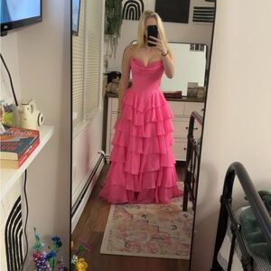 Sherri Hill Pink Strapless Prom Dress